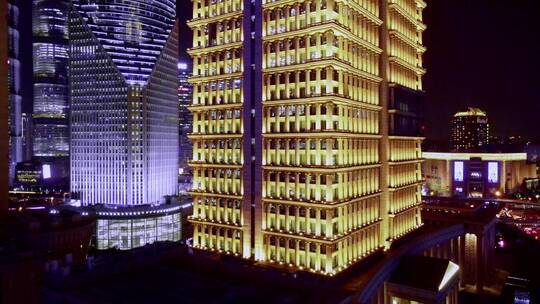 中国平安大厦夜景航拍风光视频素材模板下载