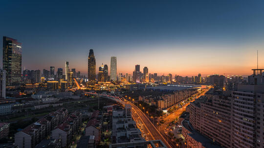 天津津湾广场日转夜延时