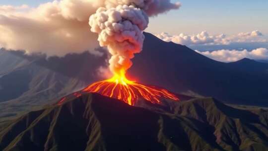 【火山喷发合集】岩浆灾难富士山烟雾火焰