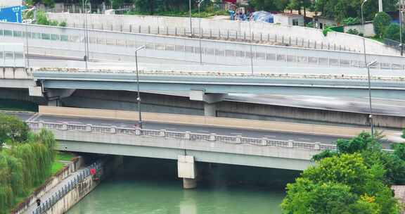 城市道路上行驶的车流