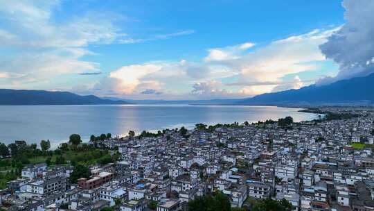 大理苍山洱海古城喜洲廊桥4k航拍城市风光