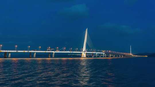深圳湾海上公路大桥夜景灯光