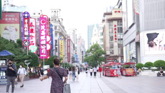 夏季南京东路街景视频素材模板下载