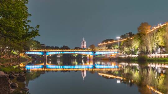 南京大报恩寺_夫子庙秦淮河风光带_夜景延时视频素材模板下载