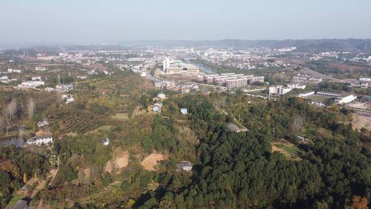 航拍湖北宜昌西陵区乡村建设