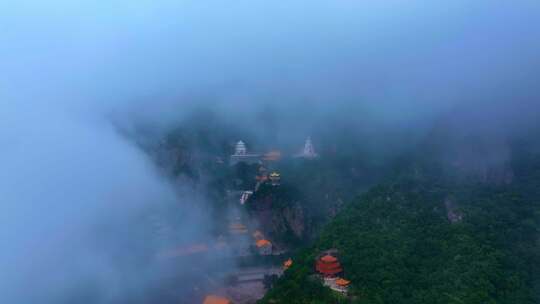 航拍辽宁辽阳龙峰寺