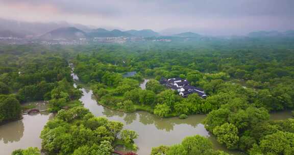 杭州西溪湿地夏天云雾风光