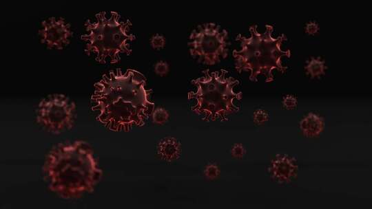 病毒细胞3d渲染场景漂浮