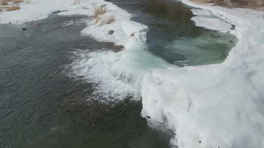 春天山间溪流冰雪融化视频素材模板下载