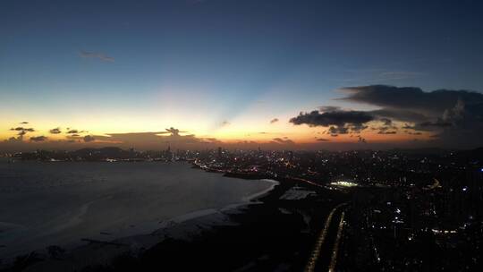 深圳湾日落夕阳霞光万丈