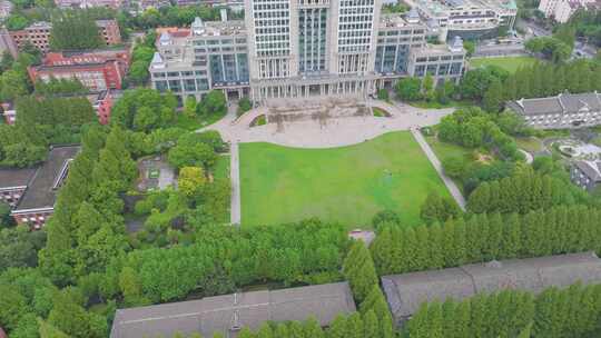 上海市复旦大学邯郸校区航拍校园风景风光素视频素材模板下载
