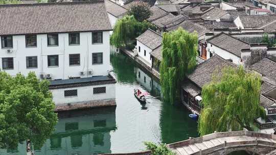绍兴江南水乡古镇风貌航拍