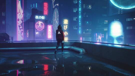 赛博朋克中国城市场景CG动画视频素材模板下载