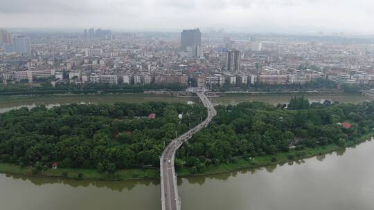 城市航拍湖南湘潭湘乡碧洲公园