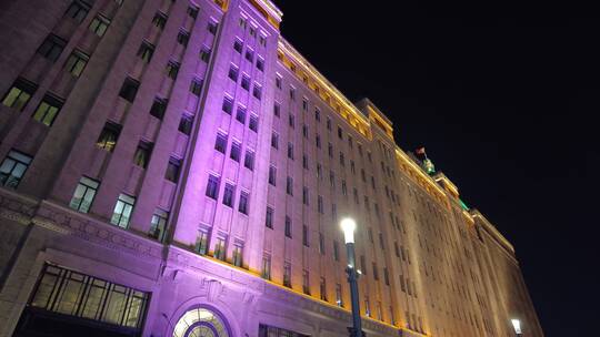 上海南京东路外滩外白渡桥黄浦区夜景4K实拍视频素材模板下载