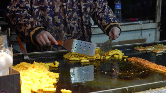 小吃街 夜市 夜宵 制作过程 美味 现场制作