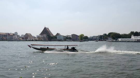 无人机航拍曼谷的沿河建筑