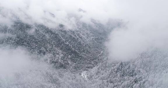 航拍山林雪景