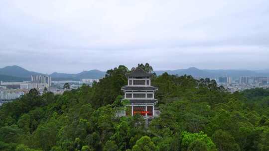 航拍深圳坪山燕子岭公园春晖阁