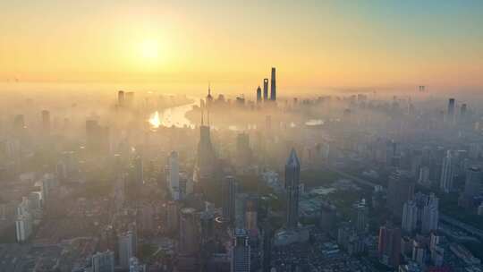 上海日出 上海平流雾 城市 北上广 建筑