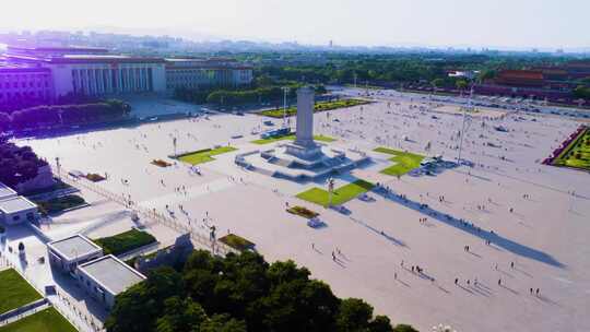航拍首都天安门广场纪念堂