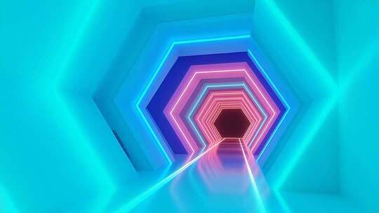 几何建筑空间抽象艺术浪漫梦幻霓虹隧道