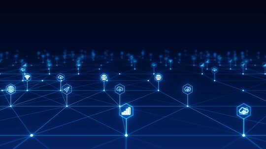 蓝色未来技术图标网络连接抽象背景概念相机