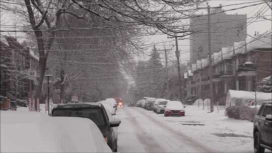 特写下着大雪的城镇与环景视频素材模板下载