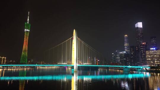 航拍广州塔珠江新城夜景