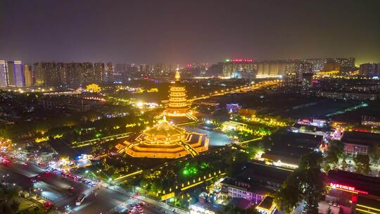 河南洛阳名堂天坛景区夜景航拍延时8K