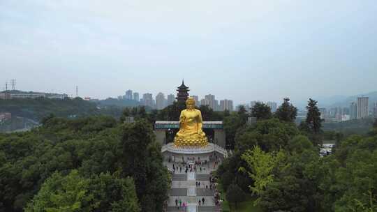 重庆华岩寺航拍4K视频素材模板下载