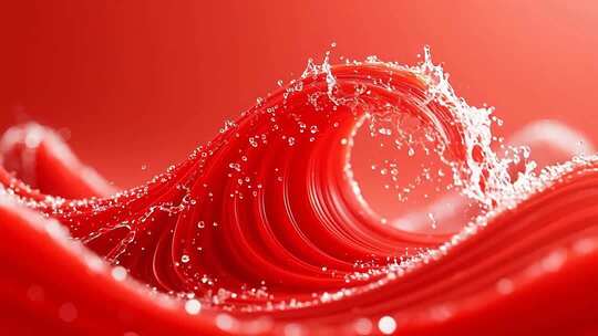红色液体波浪动感画面