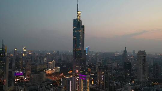 南京紫峰大厦高楼建筑城市天际线航拍风光