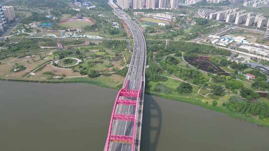 航拍江西赣州新世纪大桥视频素材模板下载