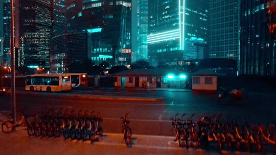 上海夜景延时航拍