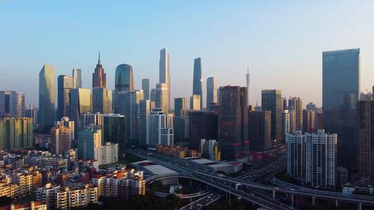 4K高清航拍广州珠江新城CBD高楼大厦