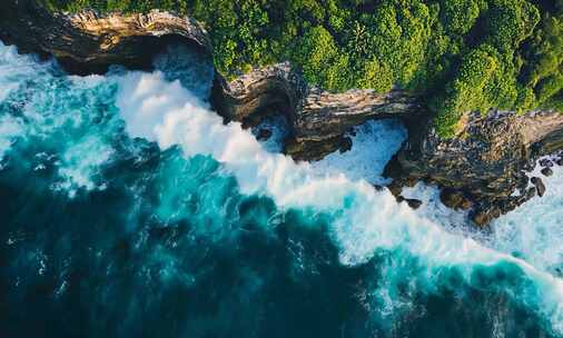 【大海海浪合集】，海浪拍打礁石