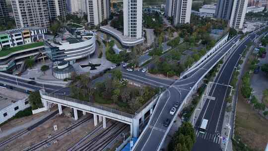 城市地铁列车机务段终点站航拍