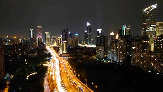 上海城市高架桥延时夜景