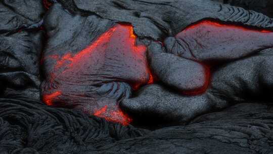 航拍火山岩浆流动
