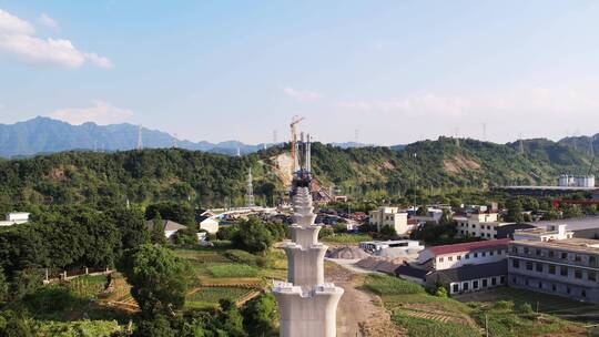 航拍在建的建德大桥视频素材模板下载