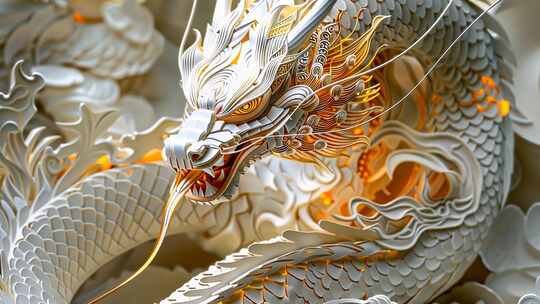 霸气龙蛇 剪纸风格 2025新年中国春节