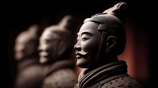 秦始皇兵马俑侧面特写展现历史的厚重感