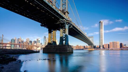 纽约曼哈顿沿海城市景观延时 视频素材模板下载