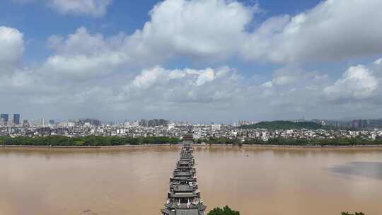 广东潮州广济桥历史文化古建筑航拍