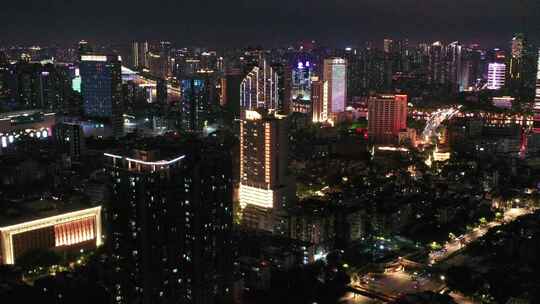 广州越秀区城市夜景与交通