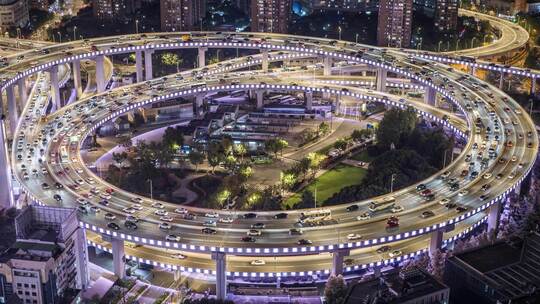 上海南浦大桥夜景航拍