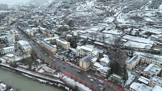 阿坝州松潘古城雪景素材