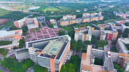 广东外语外贸大学大学城校区航拍校园广州风