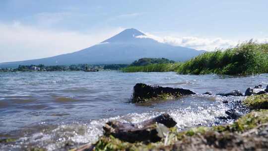 富士山河口湖岸边